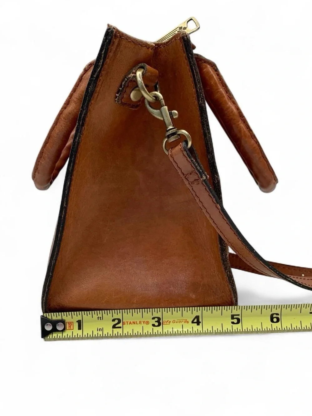 Patricia Nash Adeline Cutout Tooled Leather Tote Bag Cognac Brown Crossbody